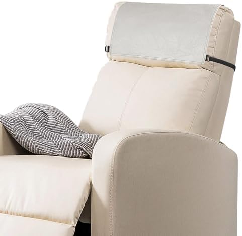 Recliner Headrest Protector - Faux Leather Headrest Covers for Recliners, Recliner Headrest Cover with Elastic Straps, Chair Headrest Cover for Recliners Protector 17 x 27 in (Dark Brown)